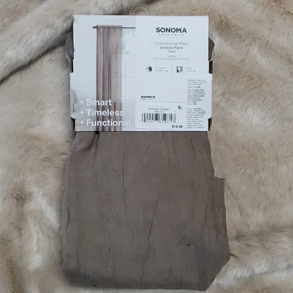 SONOMA CRUSHED VOLLE SHEER WINDOW PANEL - TAUPE